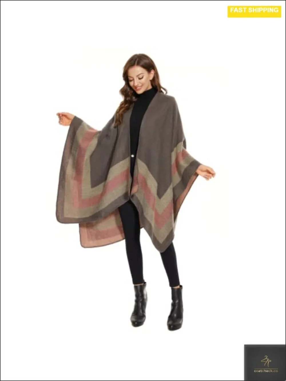 Elegant Knitted Cape Open Front Poncho Scarf Wrap Blanket Cardigan for Women,